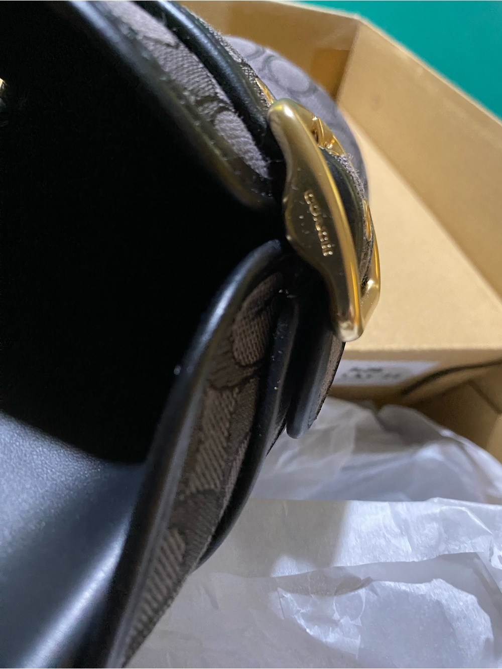 Coach Charcoal Signature Monogram Slip-On Clog Mules with Gold Buckle - Picture 3 of 6